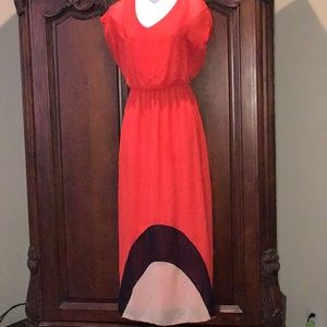 Sweet Storm orange navy cream maxi dress